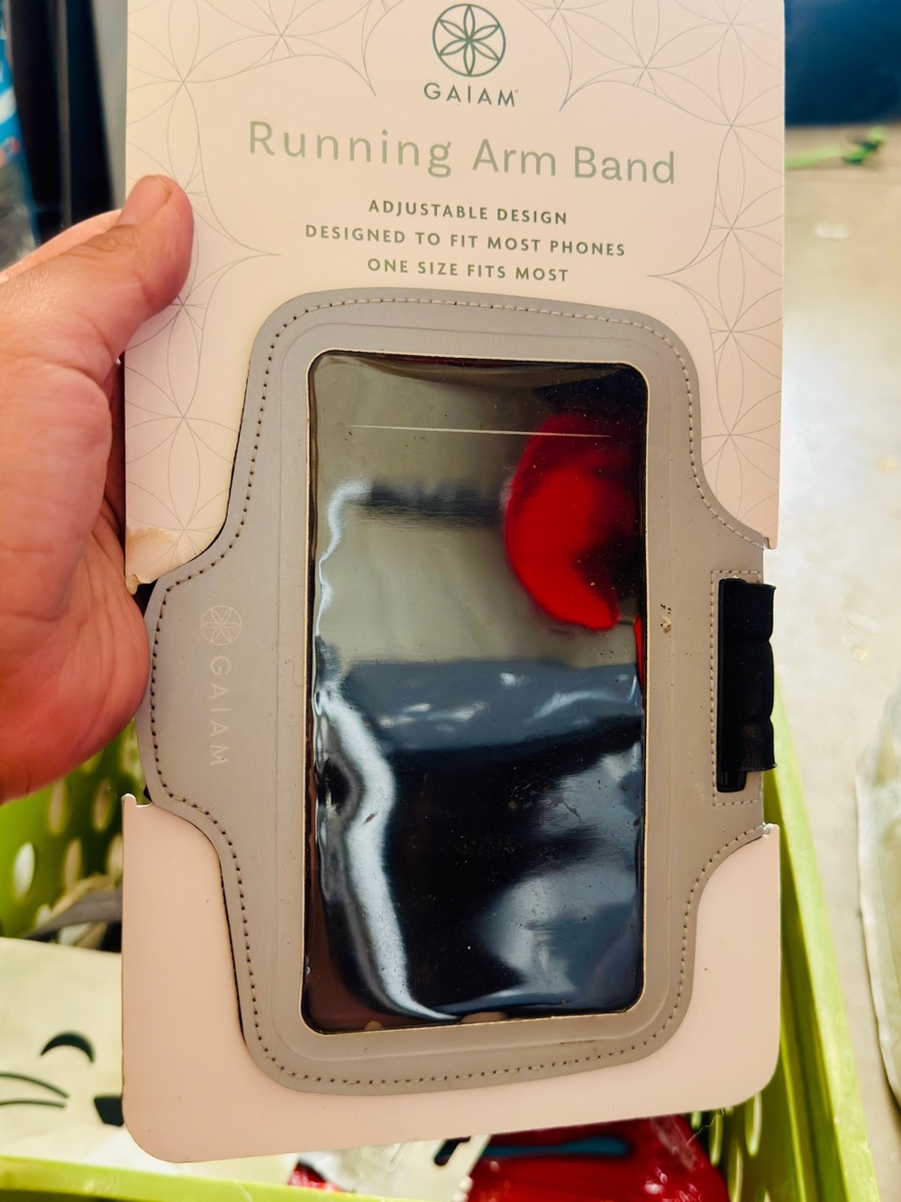 GAIAM Light Gray and Black Running Arm Band with Clear Touch Window